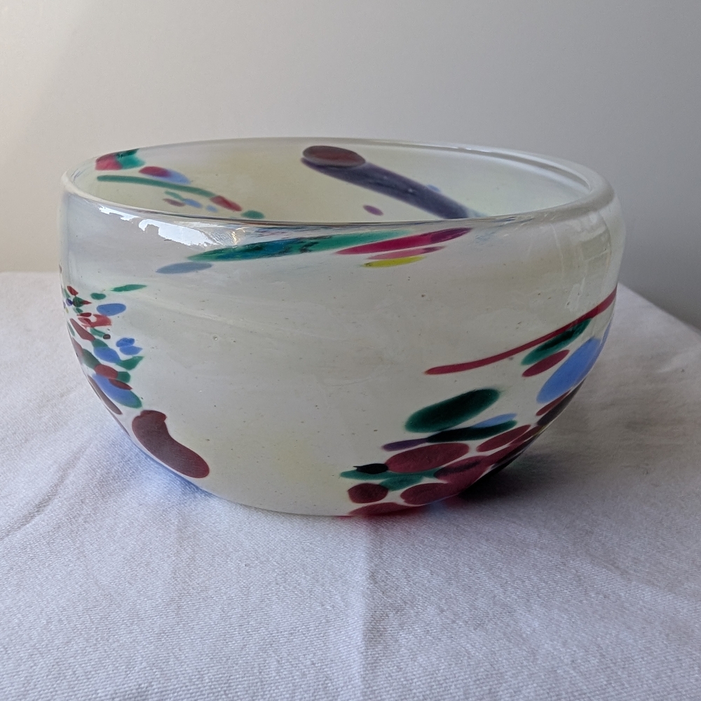 Blake Street Glass Studio Handmade Multicolor Art Glass Bowl Signed - Picture 4 of 14